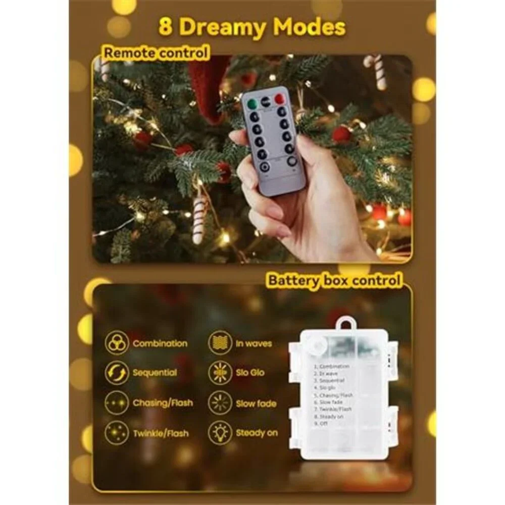 Battery Operated Fairy Lights 33Ft 100 LED String Lights Indoor Outdoor Decor